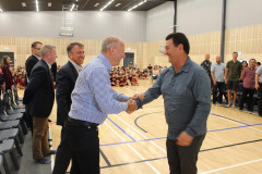 Kaumatua Wiremu Kingi greets Manuhiri speaker, Mr Groube