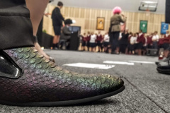 Mr Groube's Crocodile-Skin shoes, tap along to Crocodile Rock.