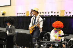 Gabriel, Manu and Osaiasi in costume for "Crocodile Rock"