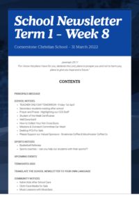 Newsletter Term 1 Week 8
