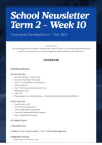 Newsletter Term 2 Week 10