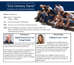 21st Century Teens Seminar – 7th Sept