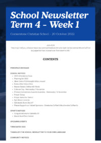 Newsletter Term 4 Week 1