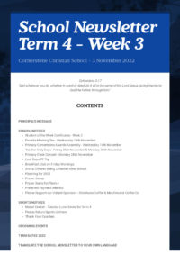 Newsletter Term 4 Week 3