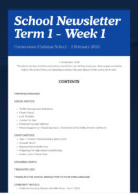 Newsletter – Term 1 Week 1