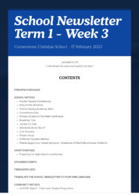 Newsletter – Term 1 Week 3