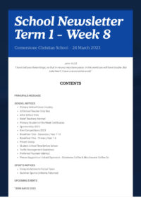 Newsletter Term 1 Week 8