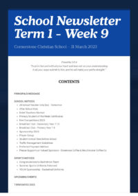 Newsletter Term 1 Week 9